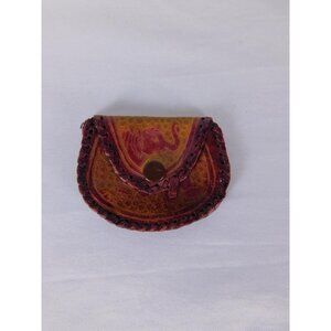 Elephant Coin Wallet Womens One Size Brown Leather Snap Button Small Tooled